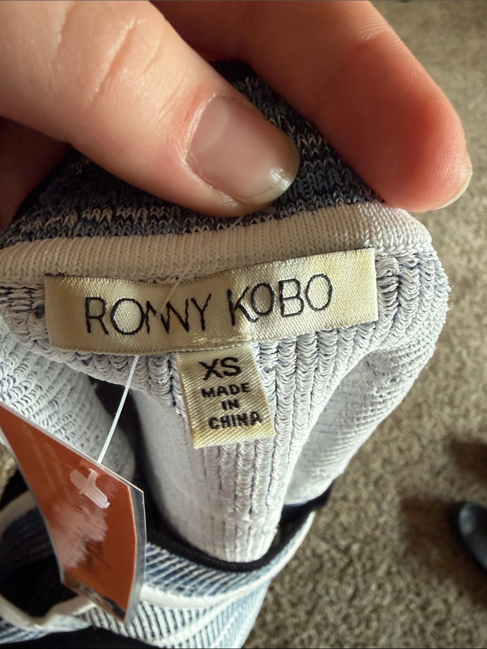 Torn by Ronny Kobo Blue & White Striped Cropped Knit Tank - Picture 2 of 7